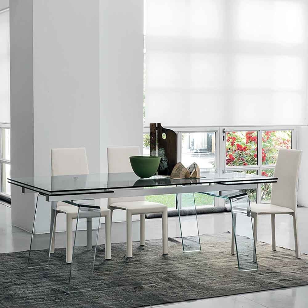 Crystal Plus extendable glass table by Target Point | kasa-store