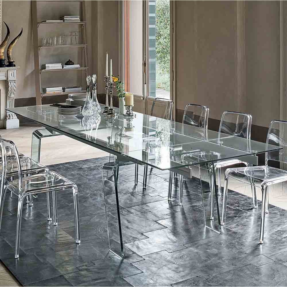 Crystal Plus extendable glass table by Target Point | kasa-store