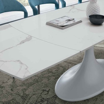 Calice extendable table by Target Point agglomerate base porcelain stoneware top in various finishes