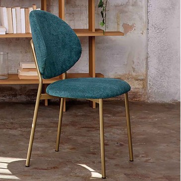 Lilla Set 2 Chairs with metal structure with seat and backrest covered in fabric