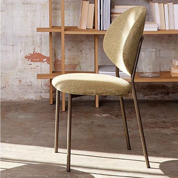 Lilla Set 2 Chairs with metal structure with seat and backrest covered in fabric