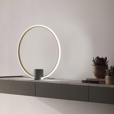 Lampe de table olympique de Fabbian avec diffuseur circulaire, design linéaire et simple