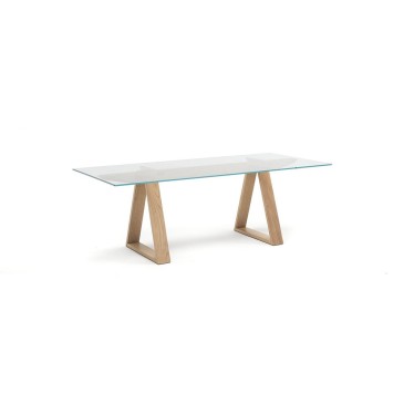 Tokyo wooden table with glass top by Altacorte | kasa-store