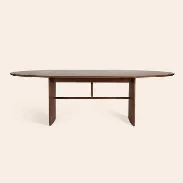 Grande table ovale Pennon de L.Ercolani avec structure en bois adaptée aussi bien au salon qu'au bureau