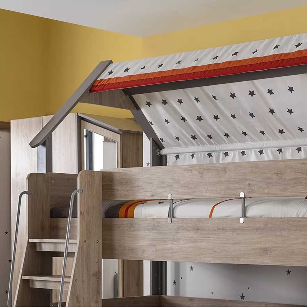 Hüttenförmiges Etagenbett für Kinderzimmer geeignet | kasa-store