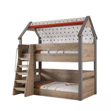 Lit superposé en forme de cabane adapté aux chambres d'enfants | kasa-store