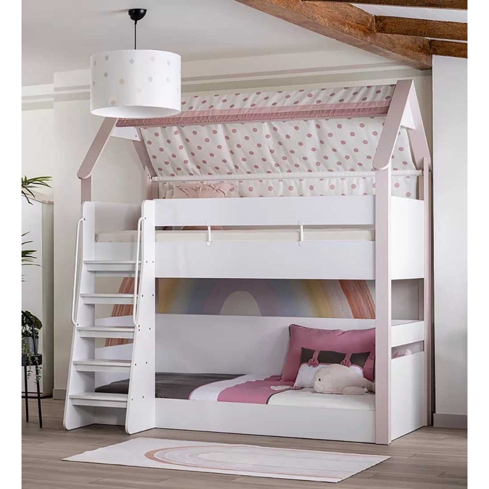 Lit superposé en forme de cabane adapté aux chambres d'enfants | kasa-store