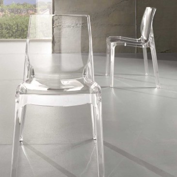 Jordan Set of 2 chairs in transparent glossy polypropylene