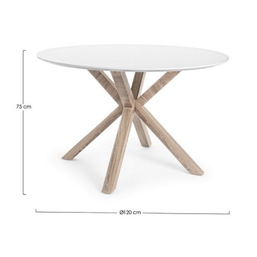 Star Kenya table by Bizzotto in wood with round top