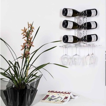 Sommelier plexiglas wandwijnkelder van Iplex Design biedt plaats aan maximaal 10 flessen en 4 glazen