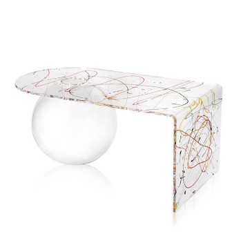 Boolla plexiglass sofabord fra Iplex Design, struktur med beholder tilgjengelig i ulike utførelser