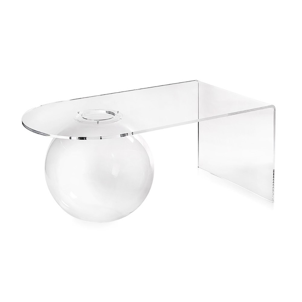 Tavolino in plexiglass trasparente con mensola spessore 10 cm