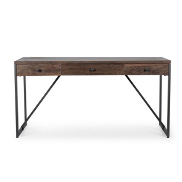 Calicste desk by Bizzotto made with steel structure and solid wood top