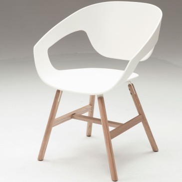 Casamania Vad Wood Chair, oak wood legs structure, polypropylene shell