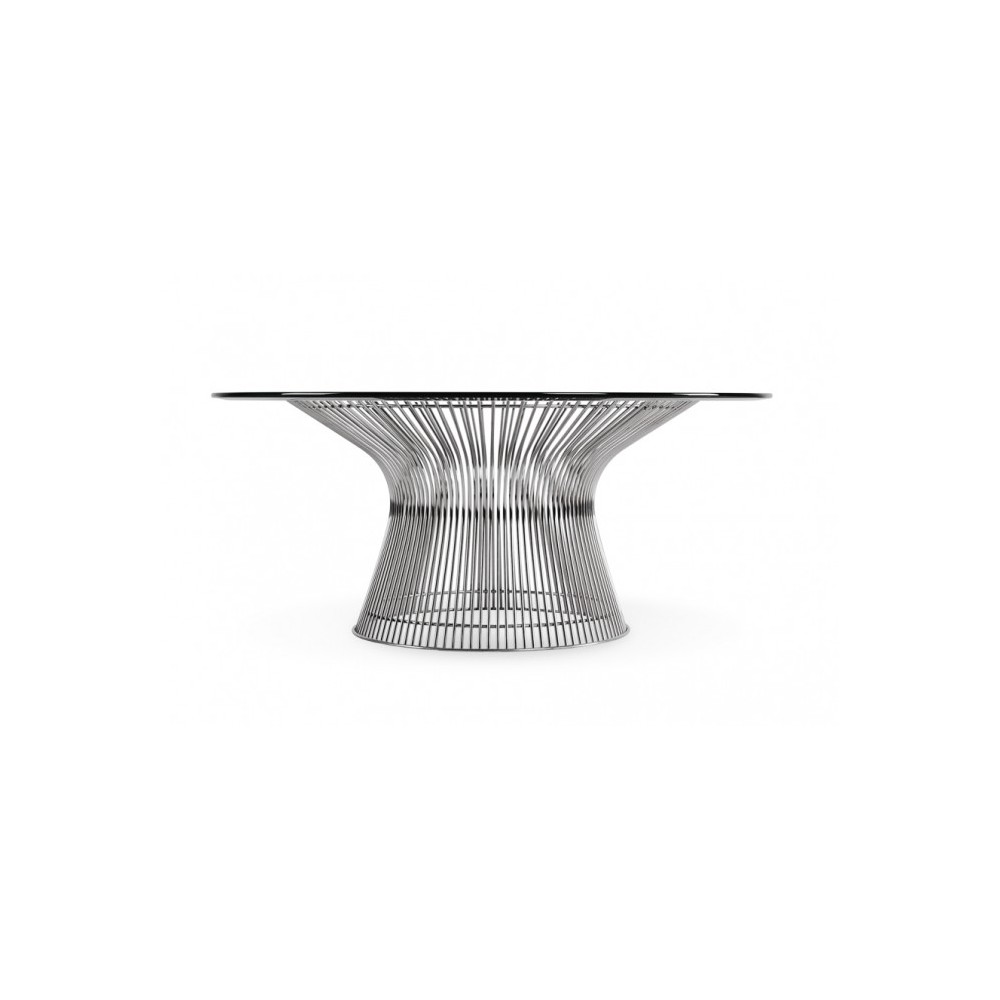 Heruitgave van de Platner rooktafel door warren platner in staal en glas