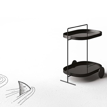Tavolino Atollo di Minottiitalia carrello portvavivande in metallo disponibile in due dimensioni