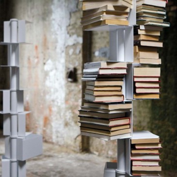 Cleopatra vertical bookcase by Minottiitalia metal structure with 360° rotating shelves
