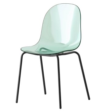 Conjunto Connubia Academy de 2 cadeiras com estrutura metálica e concha em policarbonato transparente