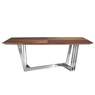 Table Angel Cerdà modèle 1097 base en acier plateau en bois | kasa-store