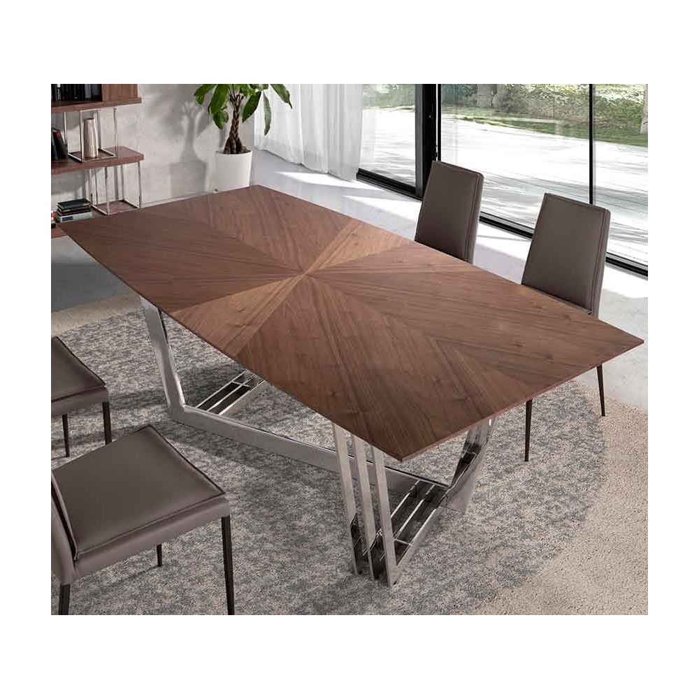 Table Angel Cerdà modèle 1097 base en acier plateau en bois | kasa-store