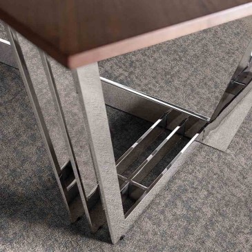 Angel Cerdà table model 1097 steel base wooden top | kasa-store