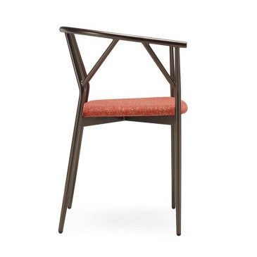 Freixotel Acra Stuhl mit Armlehnen, Gestell aus lackiertem Metall, gepolsterter Sitz