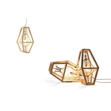 Mogg Crystal suspension lamp in crystals and wood | kasa-store