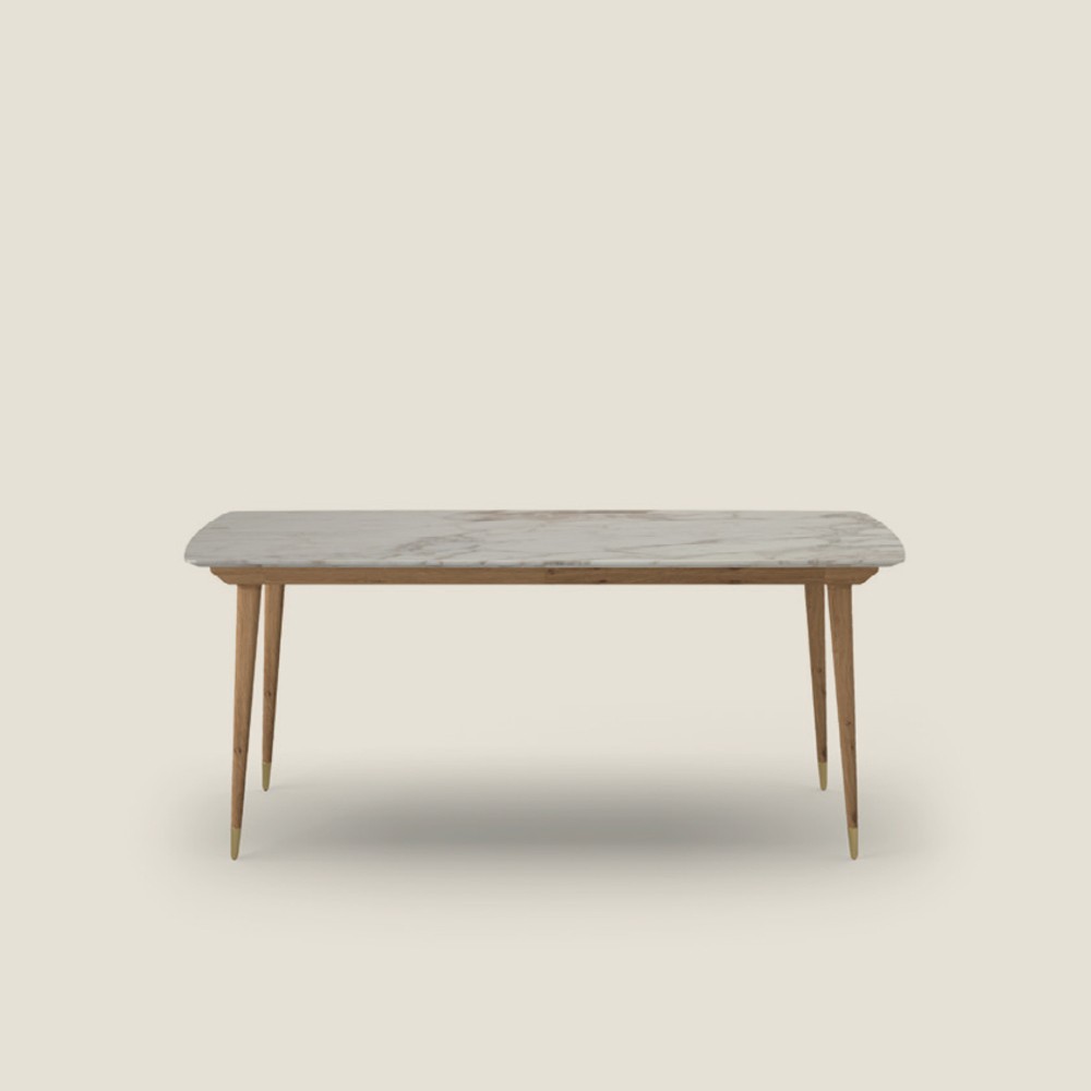 Cocò Callesella wooden table and marble top | kasa-store