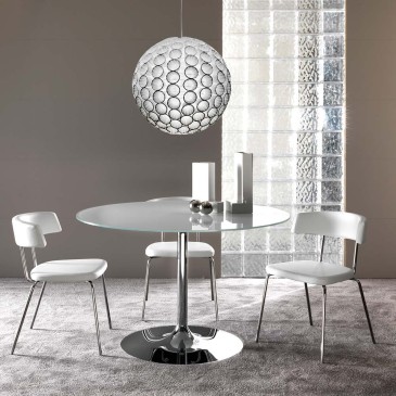 Table en verre Armony La Seggiola avec pied en métal disponible en différentes tailles et finitions