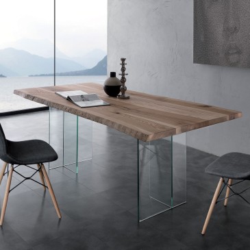 La Seggiola Bio Glazen tafel in massief hout en glas | kasa-store