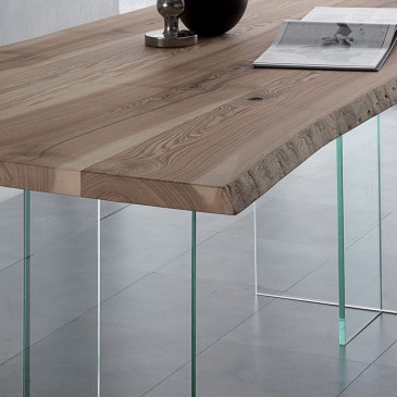 Τραπέζι La Seggiola Bio Glass από μασίφ ξύλο και γυαλί | kasa-store