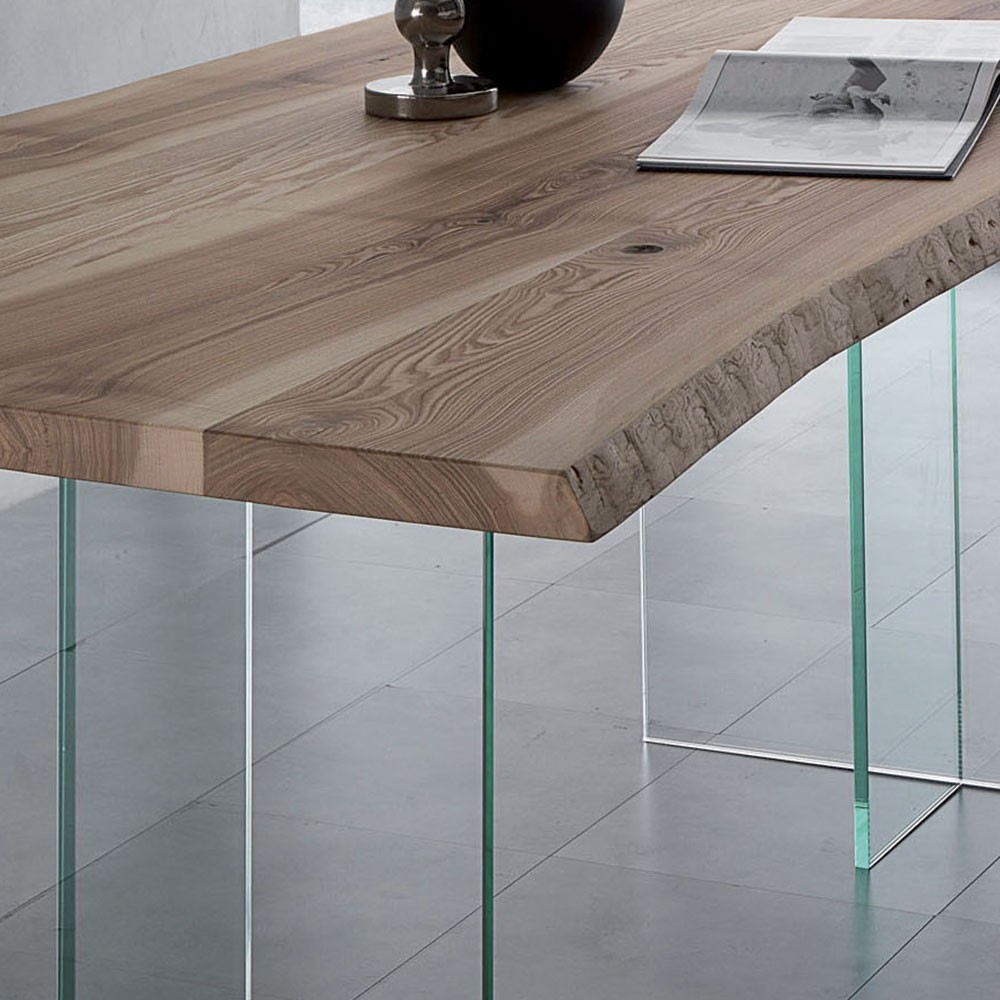 La Seggiola Bio Glazen tafel in massief hout en glas | kasa-store