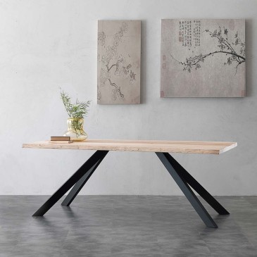 La Seggiola Bio Metalen tafel met metalen onderstel en houten blad