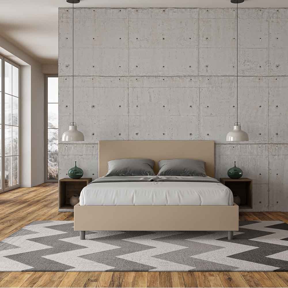 Adele bed with simple double headboard upholstered in imitation leather