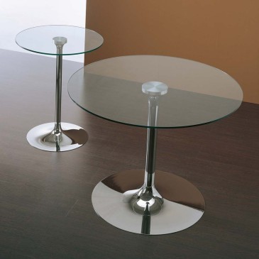Table fixe La Seggiola Armony avec plateau rond en verre | kasa-store