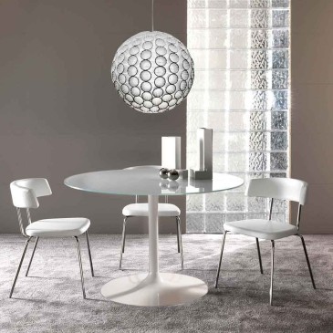La Seggiola Armony fixed table with round glass top | kasa-store