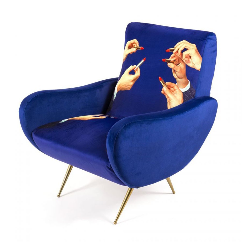 Seletti Blue Lipsticks fauteuil ontworpen door Toiletpaper | Kasa-winkel