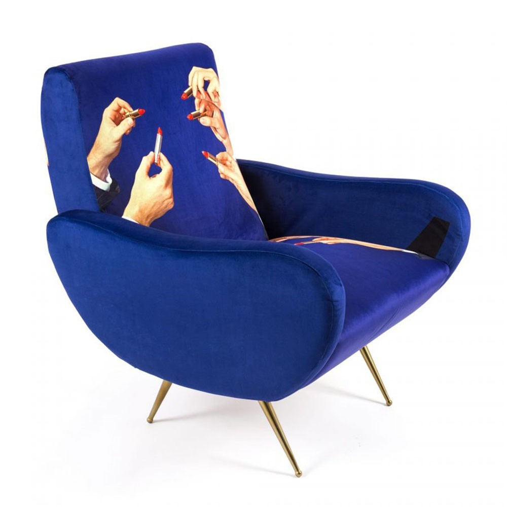 Seletti Blue Lipsticks armchair designed by Toiletpaper | Kasa-Store