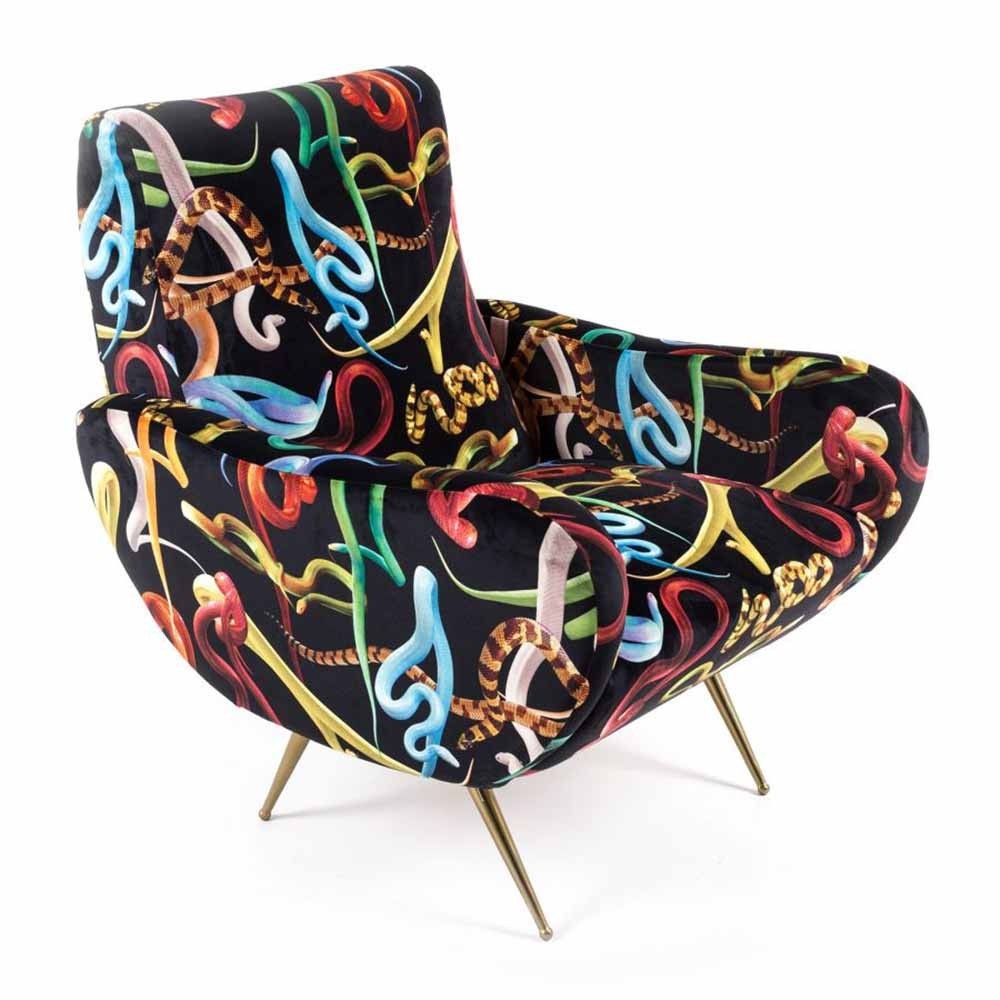 Seletti Snakes living room armchair available with pouf | Kasa-Store