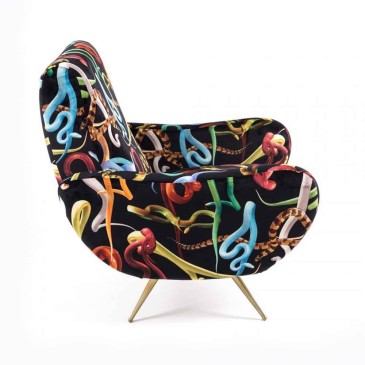 Seletti Snakes fauteuil ontworpen door Toiletpaper verkrijgbaar met of zonder poef
