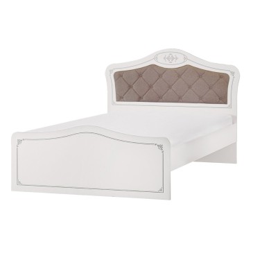 Perla single or double bed with quilted upholstered headboard made of melamine wood