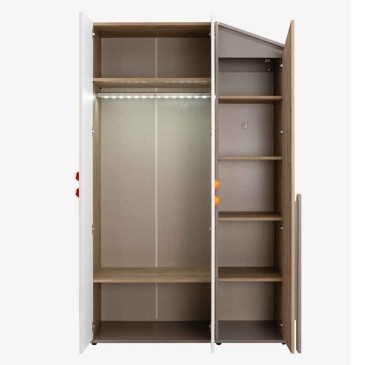 Montessori 3-deurs kledingkast van melamine hout met een eenvoudig design