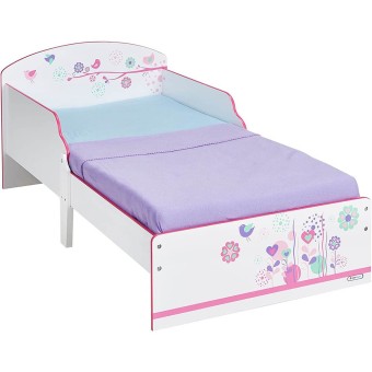 Wooden cot for girls including a network