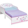 Wooden cot for girls including a network and not a very colorful and resistant mattress