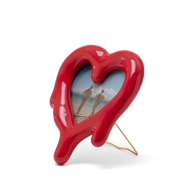 Cadre photo Seletti Melted Heart en forme de coeur fondu disponible en deux finitions