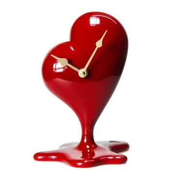 Cuore Sciolto table clock made of resin and decorated by hand