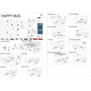 Litera en forma de autobús en MDF disponible en varios colores.