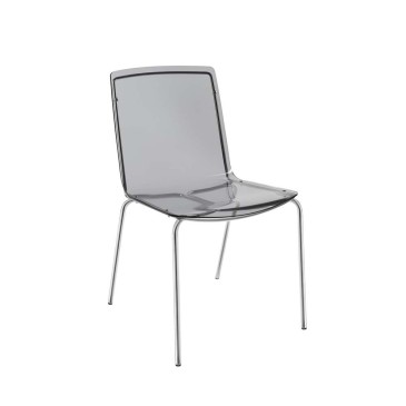Ensemble de 2 chaises Iplex Design Milano avec coque en plexiglas et structure en métal chromé