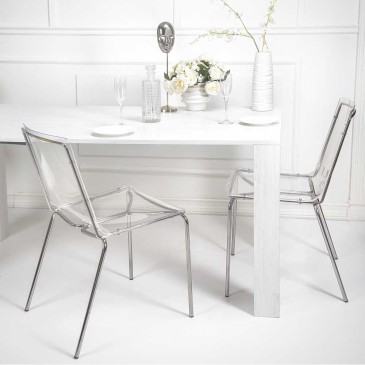 Iplex Design Milano set med två stolar i plexiglas och metall | kasa-store