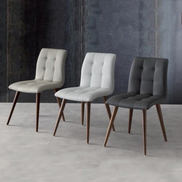 La Seggiola Finland Stühle mit Holzstruktur und Kunstleder in verschiedenen Ausführungen